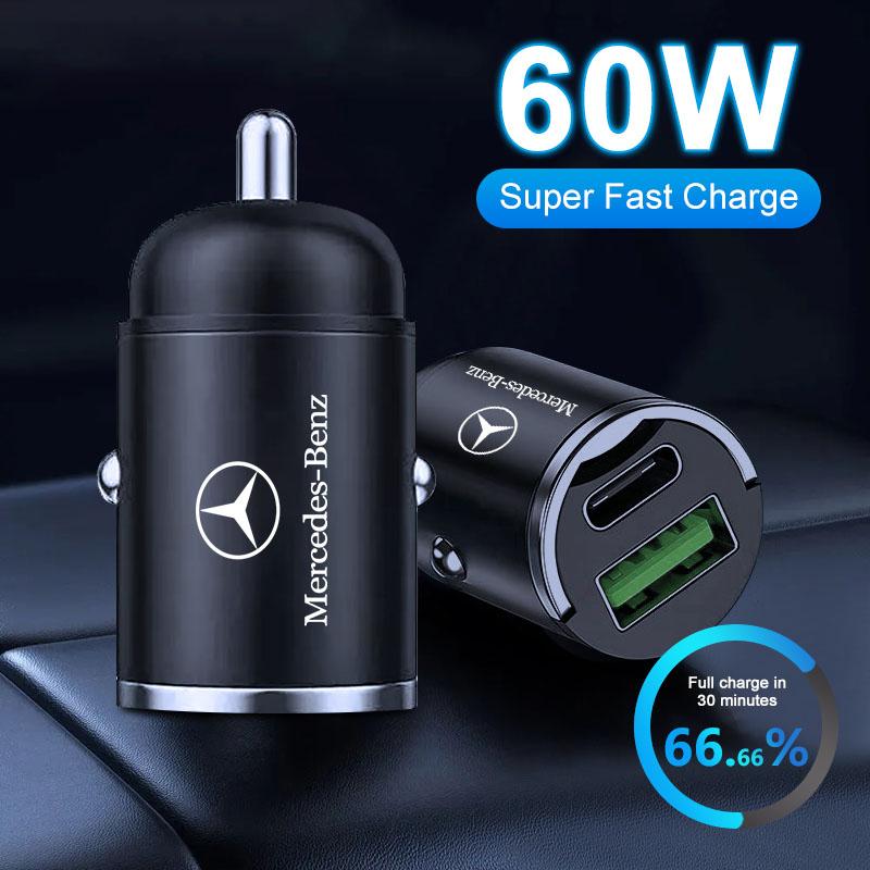 AABIH1 1Pc Car Charger USB Type-C Fast Charging Adapter Car Stickers Emblems For Mercedes Benz Vito W638 W639 W447 W168 W169 W176 W177