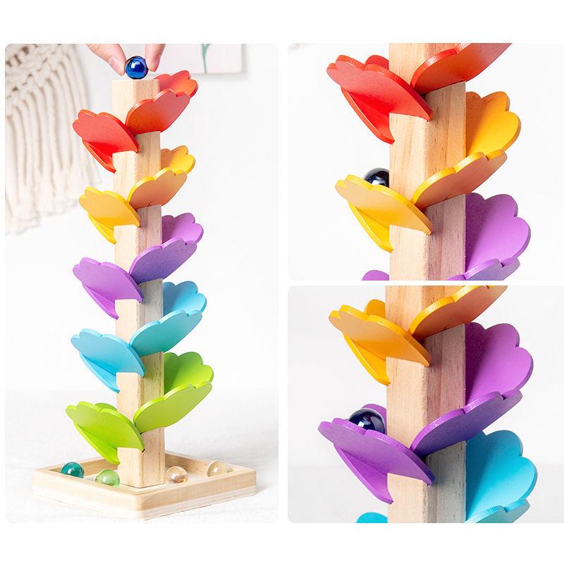 Сборка строительных блоков Разноцветные листья Шар Перевернутые бусины Игра Сборная модель Детский сад Музыка Радужное дерево Образовательный