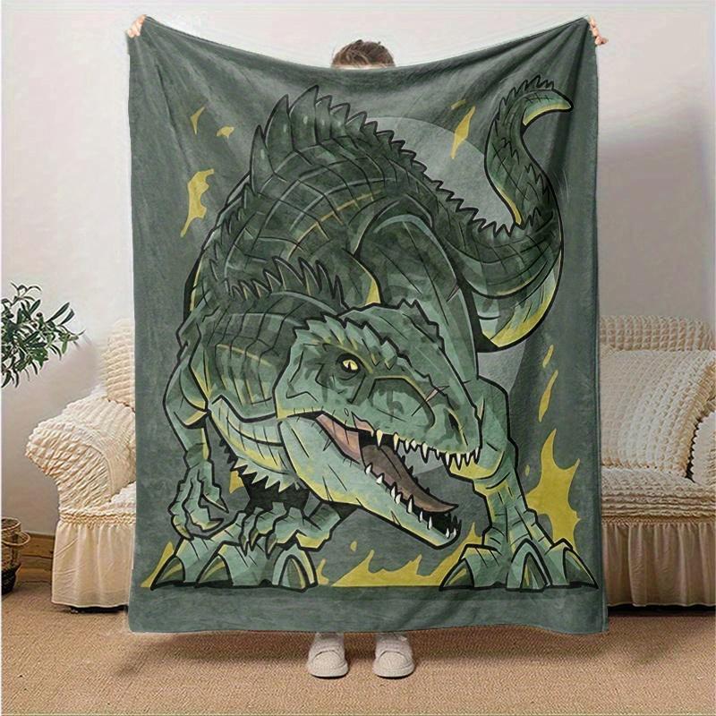 1pc Fiery T-Rex Blanket Soft Throw for Home Decor, Gift Idea, Suitable for All Seasons, Living Room, Travel, Camping, Car Blankets