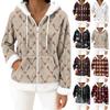 Women's Casual Fashion Long-Sleeved Zip-Up Fleece Hooded Cardigan