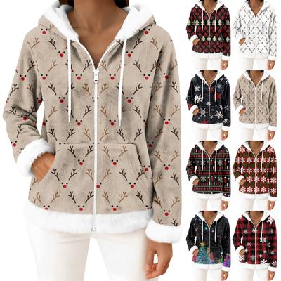 Женский повседневный модный кардиган с капюшоном на молнии из флиса с длинными рукавами