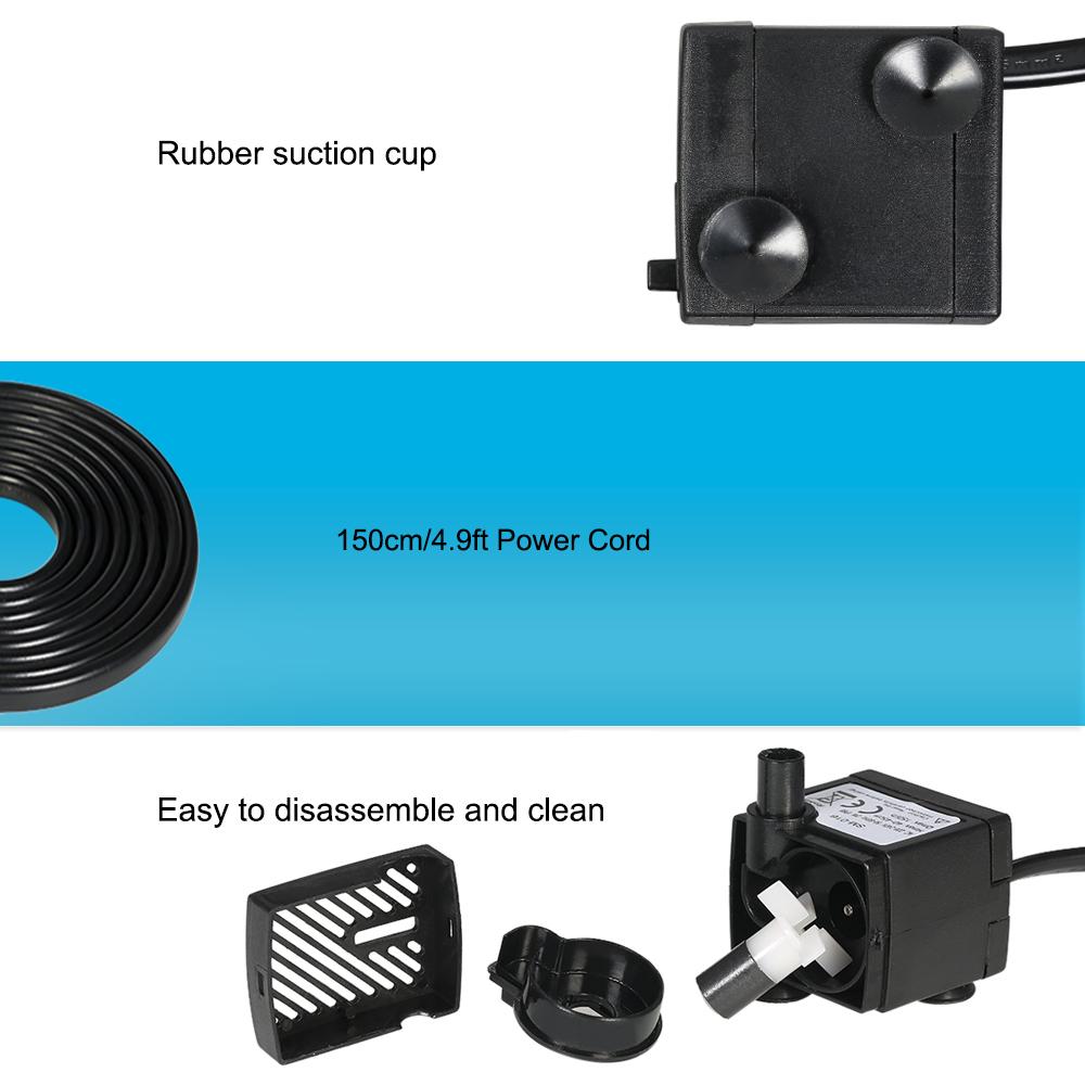 Погружной водяной насос 150 л/ч, 2 Вт для настольных аквариумов, фонтанов, прудов, водных садов и гидропоники