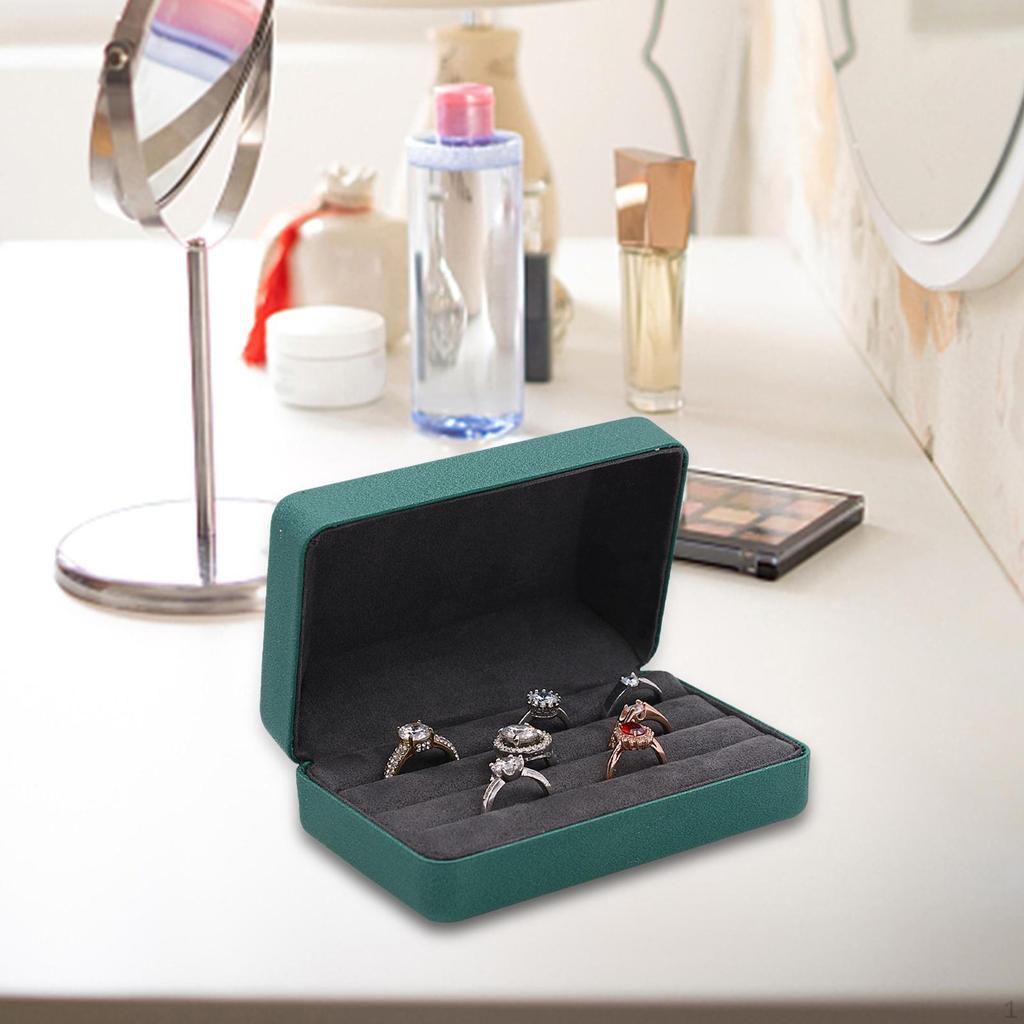 Шкатулка для ювелирных изделий, органайзер для колец, витрина, стильный портативный футляр для хранения