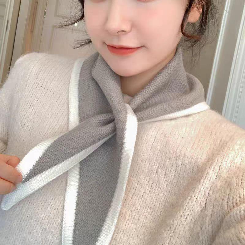 Women Knitted Triangle Scarf Fake Collar - Autumn Warm Detachable Shawl for Dress Shirt Neck Protection Accessory