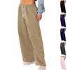 Women's Yoga Pants Comfortable Drawstring Pants Loose Straight Pants With Pockets Solid Color Sweat Pants Wide Leg Running Exercise