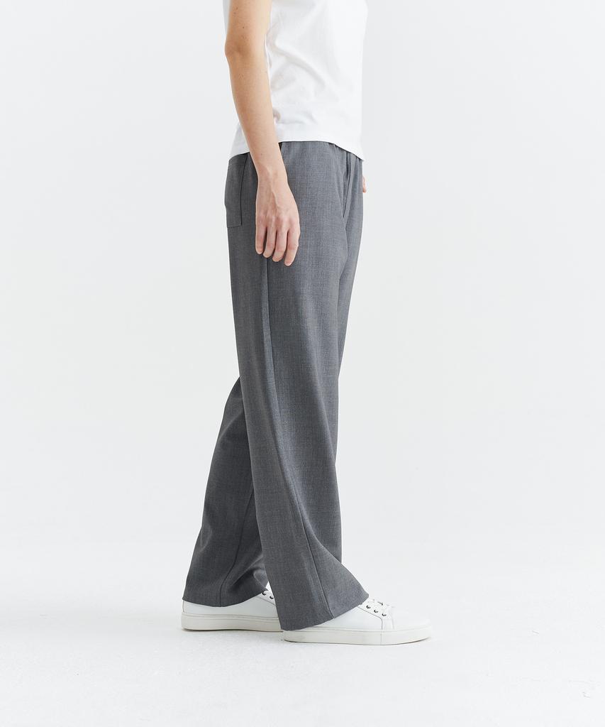 WHOLOVESART [Summer Fabric Added] Unisex Semi-Wide Elastic Waist Slacks Light Gray