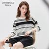 Женский полосатый вязаный топ с длинным рукавом Komeng Boca из смесовой шелковой пряжи