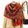 Jacquard Scarf Women's Winter Thickened Warm Ethnic Style Shawl High End New Imitation Cashmere Scarf