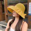 New Big Brim Sunshade Basin Hat Summer Breathable Sunscreen Bucket Hat Travel UV Protection Bow Sun Hat