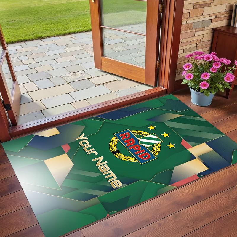 Crystal Velvet Rug Custom Name Text, Soft Non Slip Floor Mat Home DecorRapid Wien FC