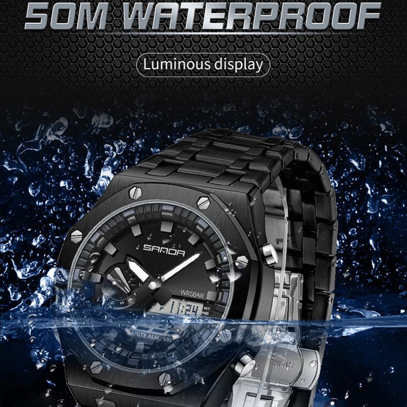 SANDA Watch Cool Trend электронные часы многофункциональные часы с лампой для поднятия руки будильник водонепроницаемые часы