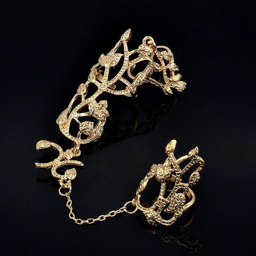 Jewelry Punk Rock Double Full Finger Knuckle Ring Gothic