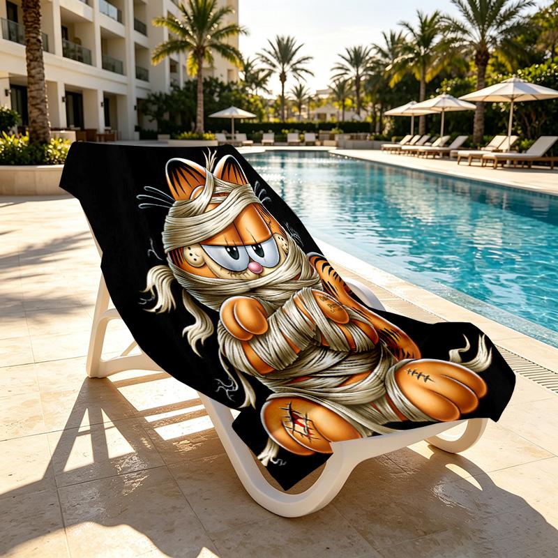 Garfield Print Beach Towel Design, Soft, Lightweight. for Home Bathroom, Spa, Pool, Yoga, Surfing, Camping, Gift for Family, Friend