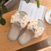 Elegant Home Linen Slippers Breathable Sandal Slippers Female Summer Indoor Fabric Slippers Love Bow Comfortable Slippers Home Shoes Slippers Pink