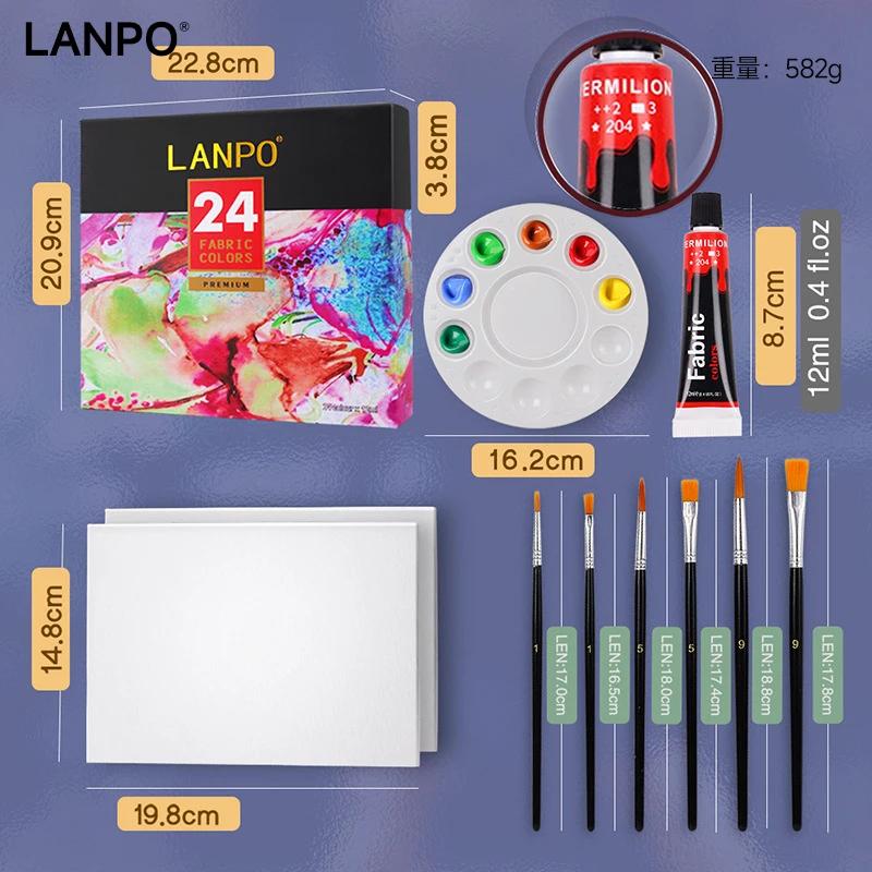 LANPO Акриловые краски Пигменты для стекла/текстиля Набор 12/60 мл 12/24/36 цветов Тюбики Художник Рисунок Ткань Масло Вода Краска Художественные принадлежности