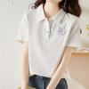 Летняя новая высококачественная вышитая цветочная модная футболка с короткими рукавами и лацканами, женская короткая рубашка-поло с воротником-полурукавом, верхняя одежда