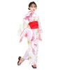 Yukata Set Junior Retro Change Weave 3 Piece Set Heiko C Girls Plum [KYOETSU] (Yukata, Obi, Geta) (130cm, 6.Edo Layer)