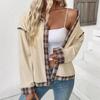New Retro Shirt Jacket Lapel Corduroy Patchwork Plaid Autumn Top