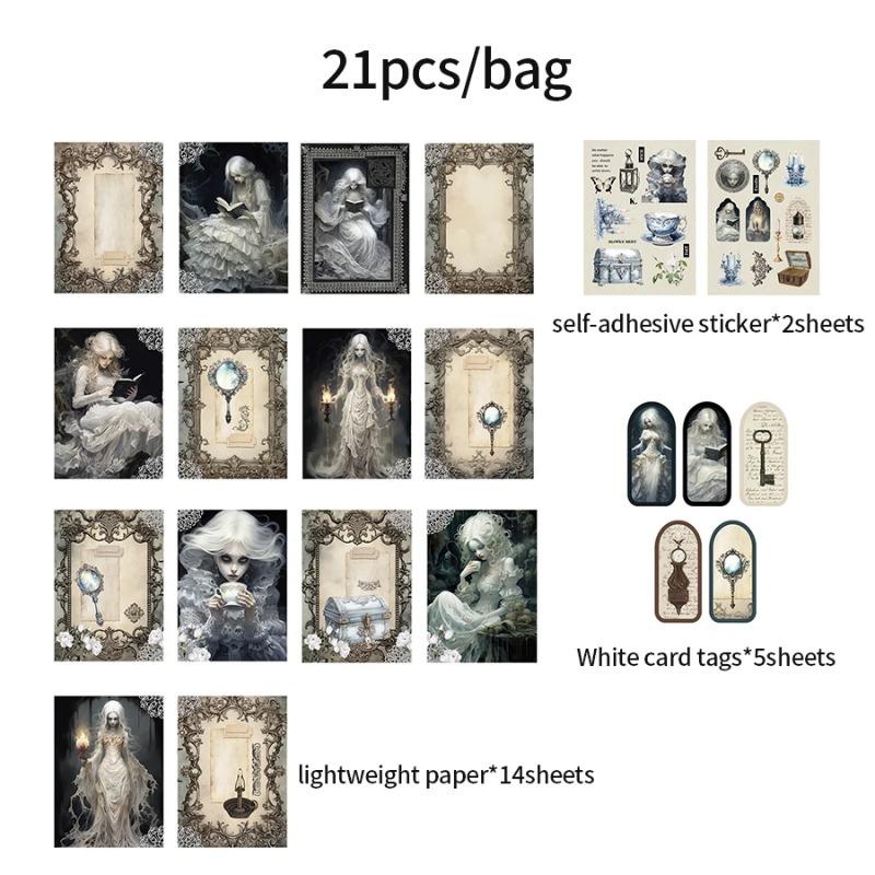 4Style 21 шт./кор. Набор материалов для серии Dark Fairy Tale, закладка для книги, скрапбукинга, фоторамки, календаря, открытки, конверта, журнала