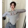 Women's Autumn/Winter Tassel Design Round Neck Long-Sleeve Slim Fit Top