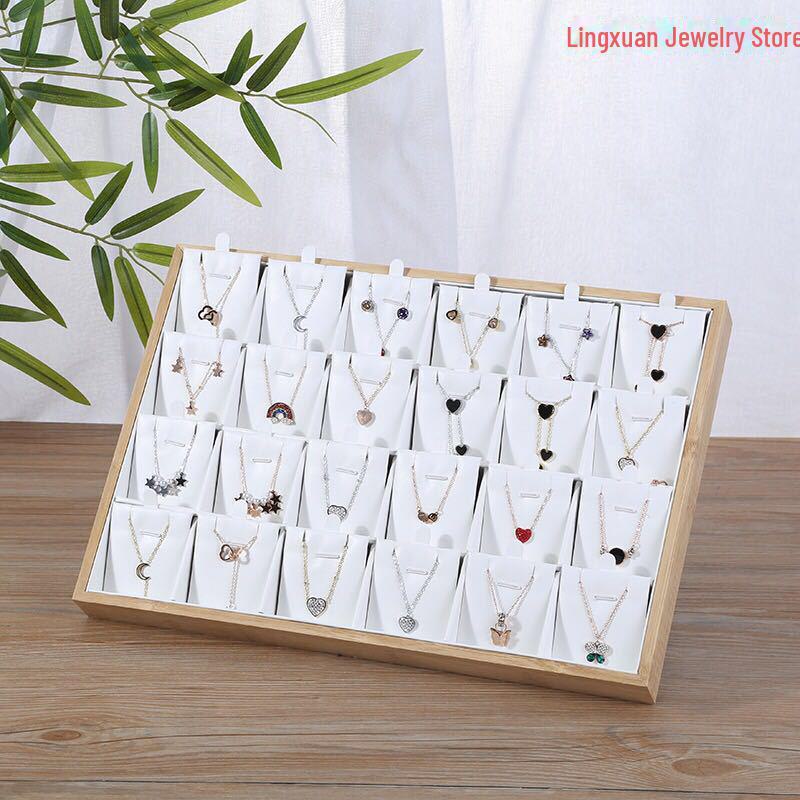 Подставка для ювелирных изделий из бамбукового дерева для ожерелий и сережек