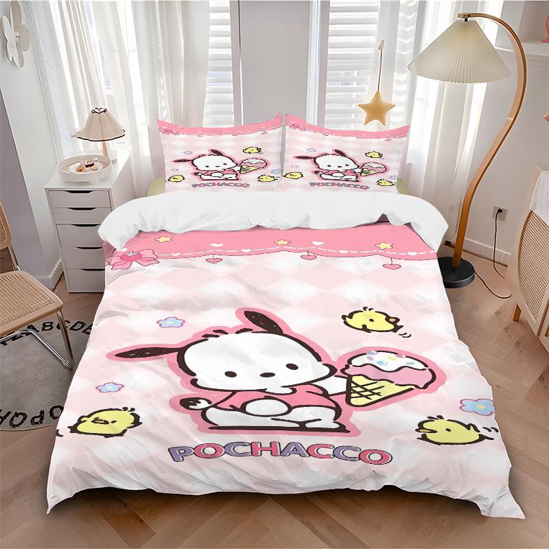 3 шт. Набор постельного белья Sanrio «Сладкое приключение Почакко» Включает 1 пододеяльник и 2 наволочки, Удобное постельное белье со стильным дизайном для спальни S076
