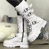 Luxury Brand Woman Boots Winter New Pu Leather Platform Fashion Lace Up Punk Gothic Booties Casual Work Shoes Botines Mujer