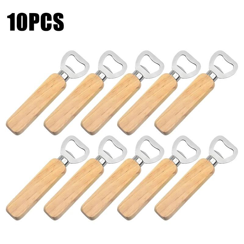 Популярная открывалка для пивных бутылок с утолщенной деревянной ручкой из нержавеющей стали, способная открывать алкогольные и безалкогольные напитки