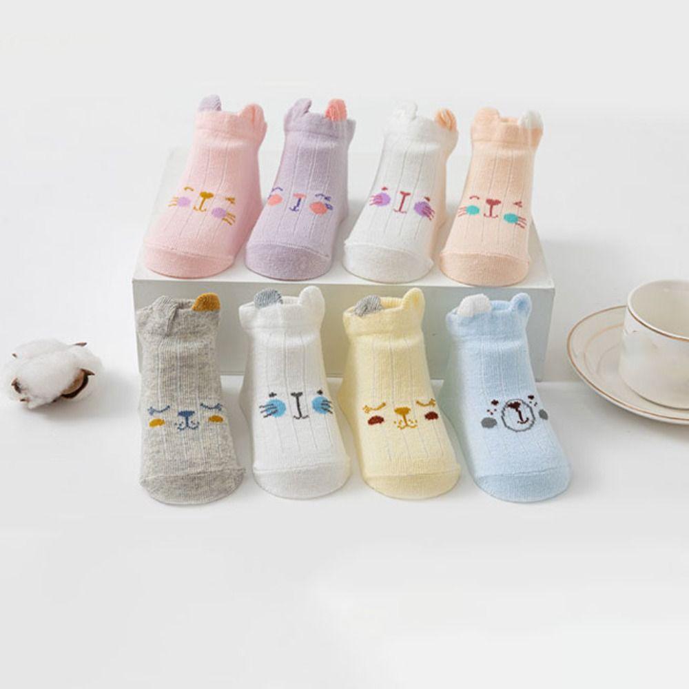 8Pairs Breathable Toddle Short Tube Socks Cat Rabbit Children Cartoon Socks  Autumn