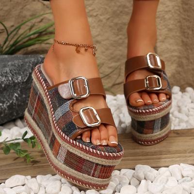 Модные женские шлепанцы 2025 Лето Новая мода Шлепанцы на танкетке с открытым носком Женские туфли на платформе на высоком каблуке Уличная пляжная обувь Sandalias De Mujer