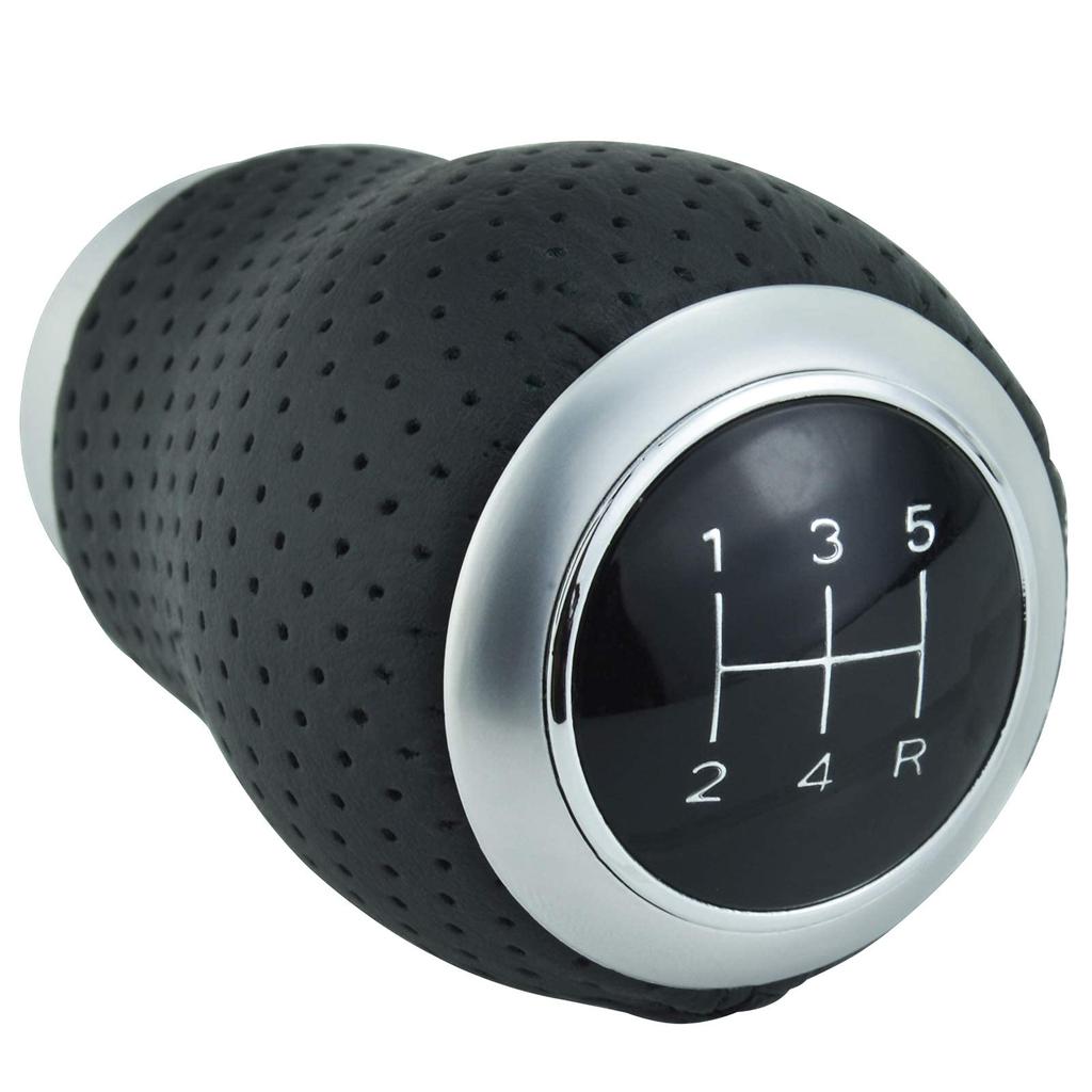 Lunsom Leather 5 Speed Shift Knob Car Gear Shift Knob General Auto Manual Car (Black Stitching)