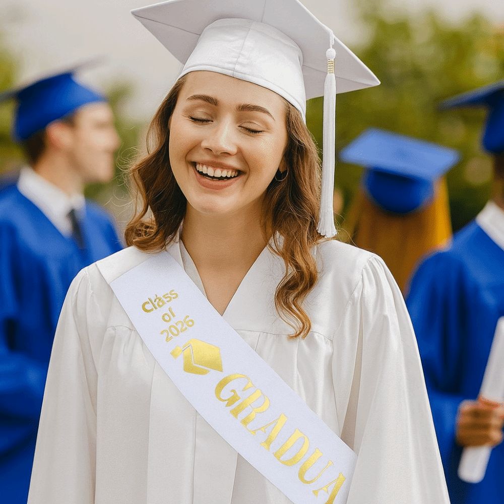 Class of 2026 Graduation Sash Belts Black White Bachelor Sash Etiquette Belt Graduation Party
