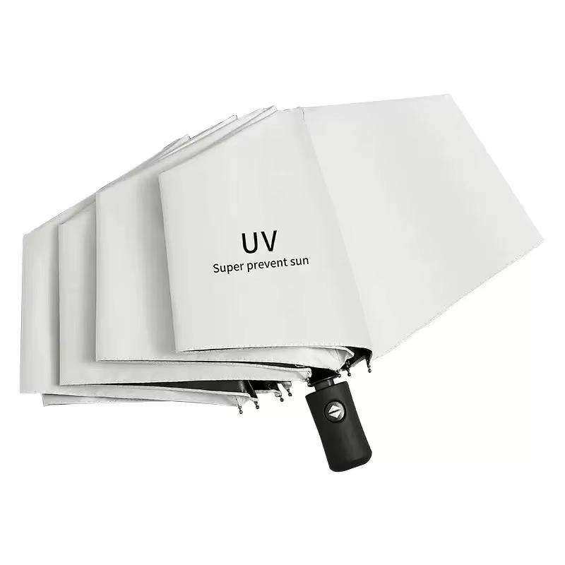 UV Automatic Black Rubber Sunshade, Dual-purpose Sun and Rain Protection, UV Resistant Folding Sunshade