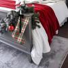 Christmas Stockings With Hanger Bowknot Plush Balls Decor Striped Print Candy Holder