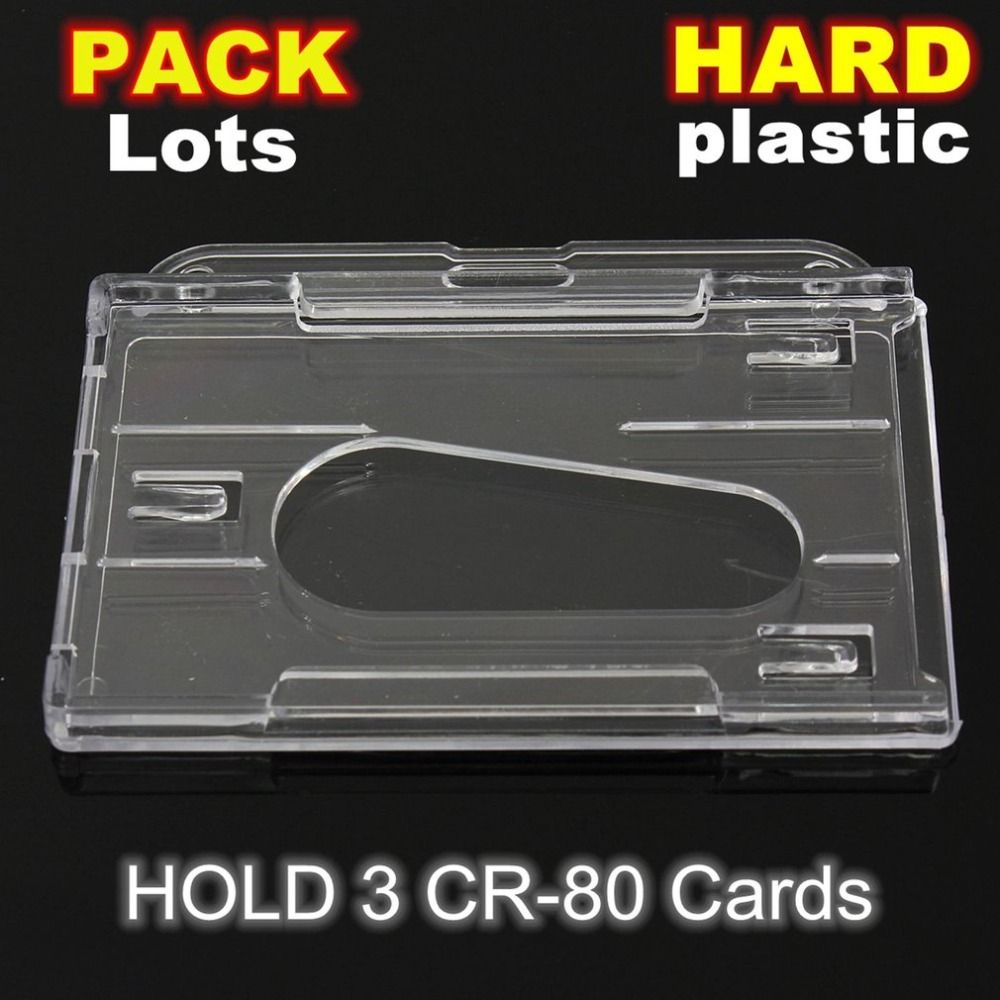 10Pcs Light Weight Plastic Clear Pass Badge ID Card Card Holder Cover Case Enclosed Oyster