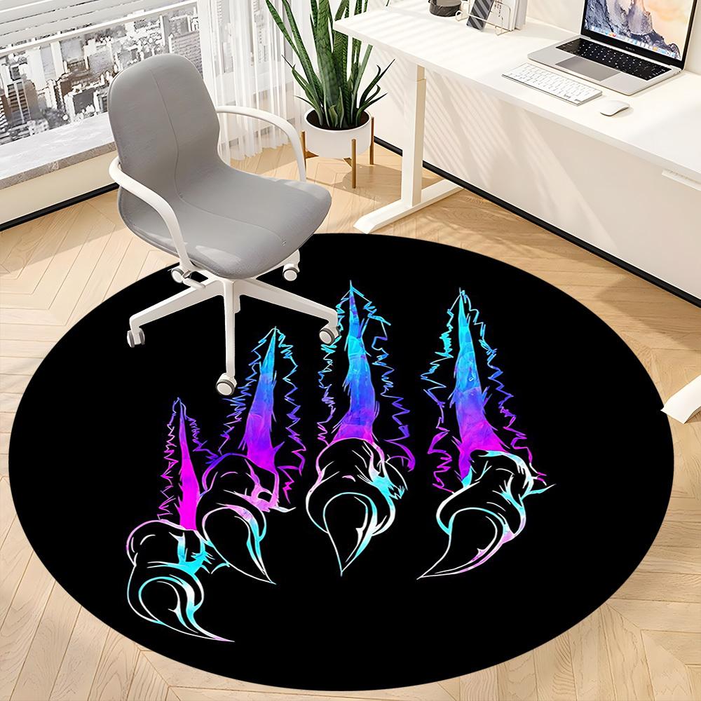 1pc Claw Marks Office Round Area Rug,  Mat Suitable For Office, Under Office Chairs Bedroom Living Room Home Decor, Room Deco