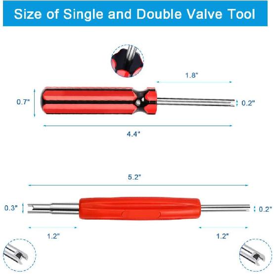 Riseuvo 6Pcs Tire Valve Stem Removal Tool - Single And Double Heads Valve Core Remover, 4-Way Valve Tool Great Tire Repair Tool, 10Pcs Valve Stem