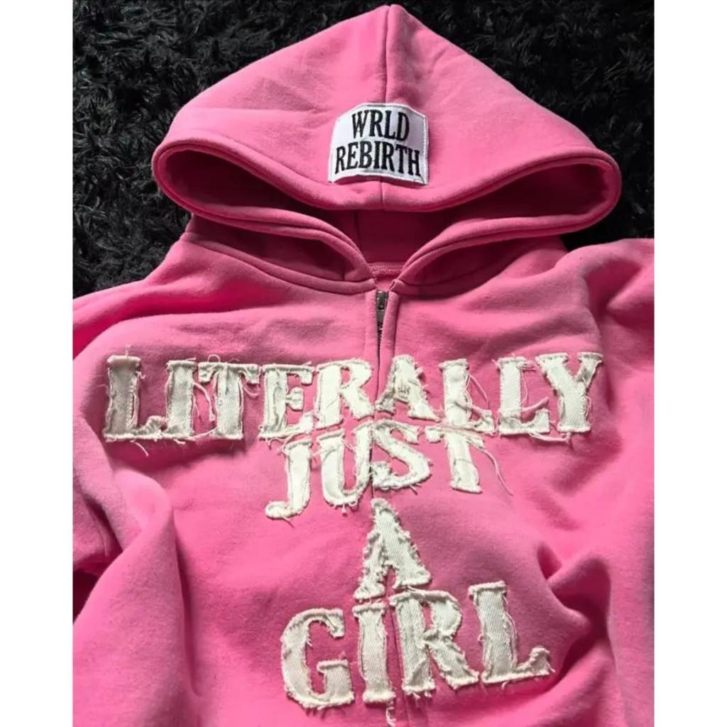 American Y2K Hip Hop Alphabet Embroidered Hoodie Personalized Street Men's and Women's Loose Zipper Cardigan Top