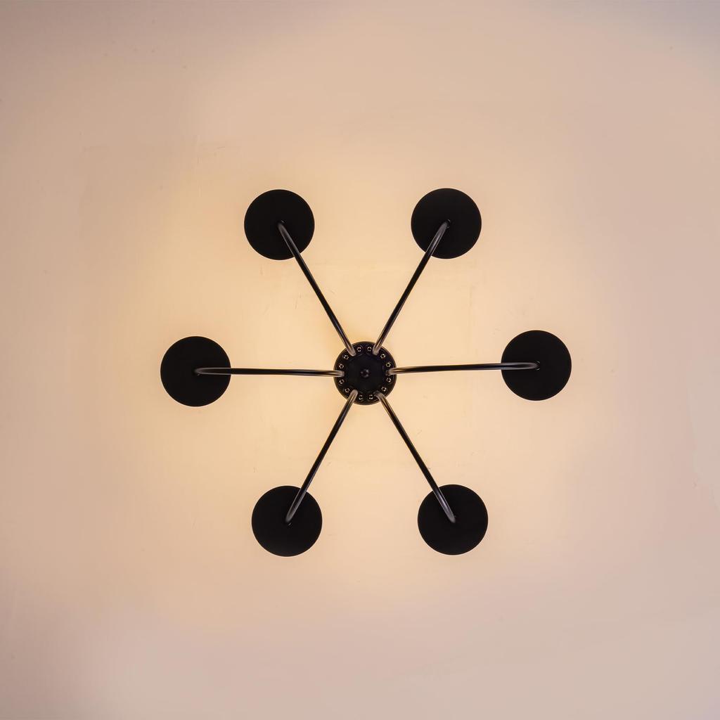Нордический подвесной светильник Chende, Черная люстра, 6 плафонов, Совместим с LED, E26, Стильный, Ретро, Элегантный, Подвесной светильник для потолка, Черный, Простой,