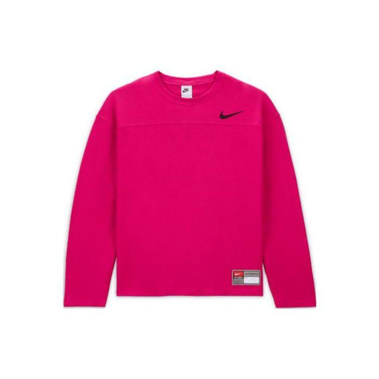 Футболка Stussy x Nike с сетчатым логотипом в американском стиле ретро и длинными рукавами с круглым вырезом FW23, топы унисекс с заниженными плечами, розовые FJ9165-615