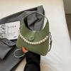 Chic Simple Solid Color Pearl Chain Tote Bag For Trendy Summer Casual Outfits