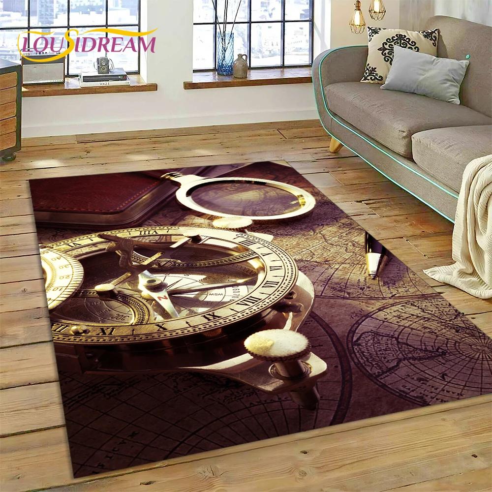 3D Древняя морская карта мира, компас, ковер, коврик для спальни, гостиной, дивана, украшение, детский игровой большой декоративный напольный коврик