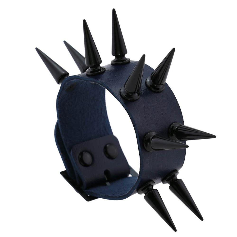 Emo Spike Bracelet Vegan Leather Punk Bracelets Goth Girl Boy Cuff Bangle Studded Halloween Wristband for Women Men Jewelry