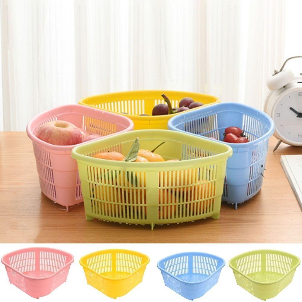 Contrasting Colors Triangular Sink Drain Basket Durable Vegetable Drain Basket