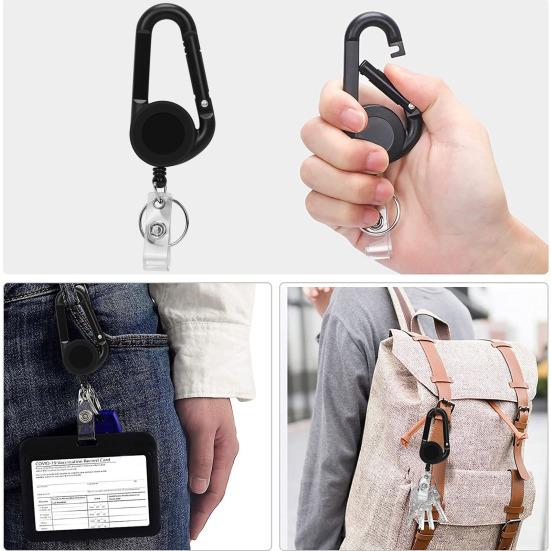 Badge Holder with Carabiner Clip Lightweight Portable Widely Used Heavy-Duty Retractable Badge Clip Key Holder