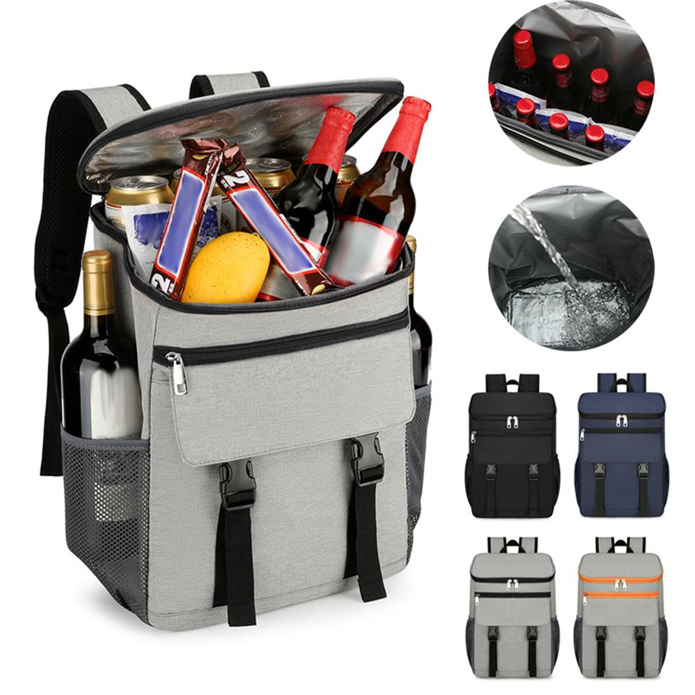 Изолированный охлаждающий рюкзак большой емкости, водонепроницаемая сумка-холодильник для пикника, серый и оранжевый цвет