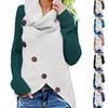 Women's Fashion  Winter Long Sleeve Button Down Irregular Knit Sweater