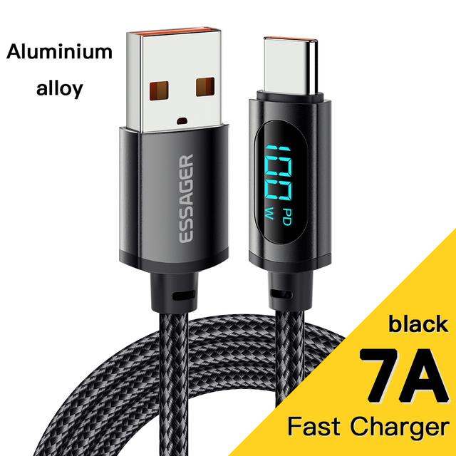 Essager PD 100 Вт USB Type C кабель к USB C 7A кабель для быстрой зарядки зарядного устройства для OPPO Realme Huawei Poco Samsung кабель для отображения данных
