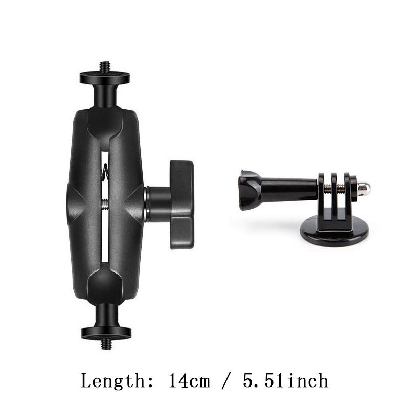 Aluminum Double Socket Arm for 1 Inch Ball Head Holder Mount Clamp for Bicycle Motorcycle Camera Extension For GoPro Insta360
