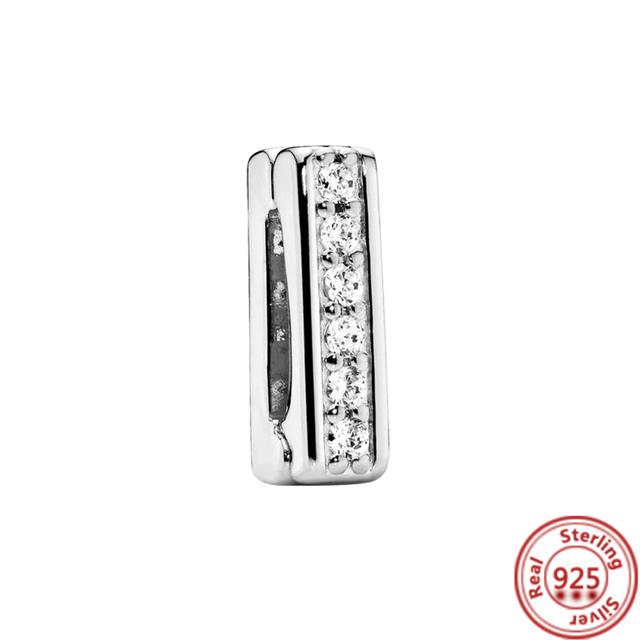 Стерлингового серебра 925 пробы, бусины, буквы, сердце, листья, круг, сверкающие клипсы, подвески, подходят для браслета с отражениями, ювелирные украшения